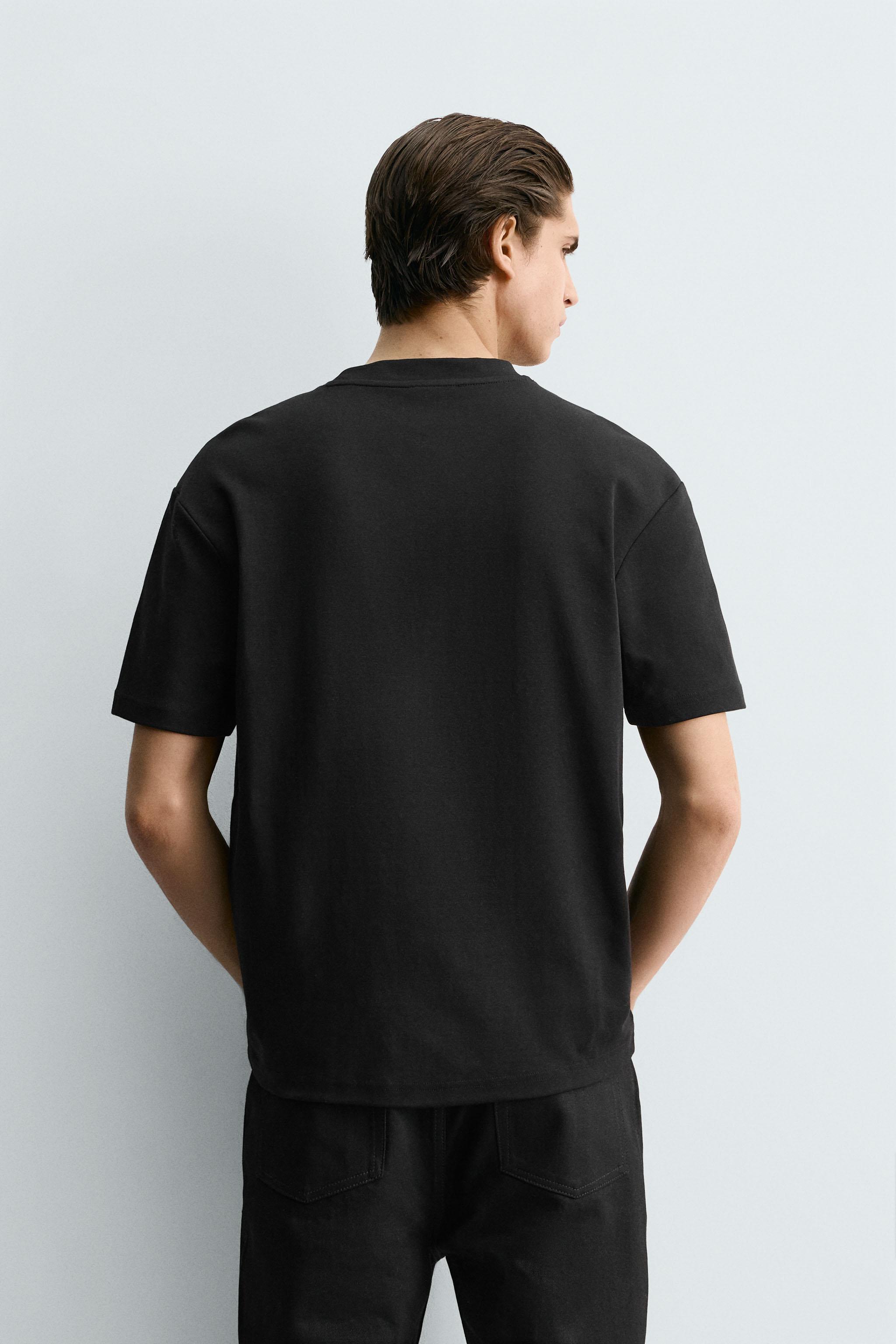 Мужские футболки Zara RELAXED FIT INTERLOCK T-SHIRT /04 — фото 3
