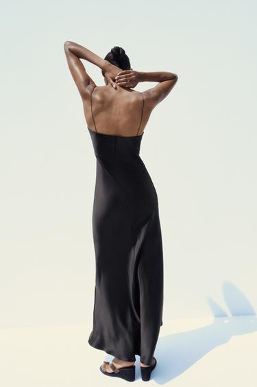 LONG SATIN DRESS - Black by Zara - Image 3