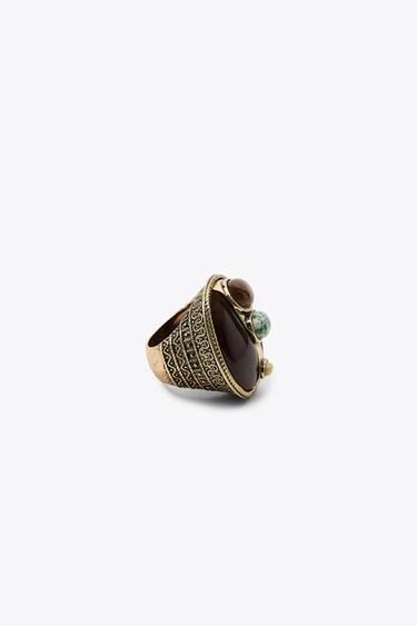 MAXI STONE RING - Golden by Zara - Image 3