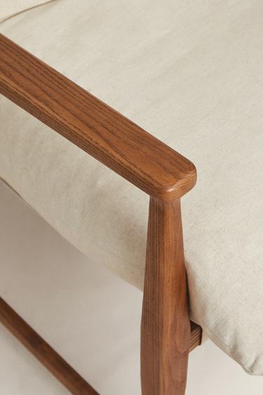 WOODEN ACCENT CHAIR WITH REMOVABLE CUSHION - Light beige by Zara - Image 3