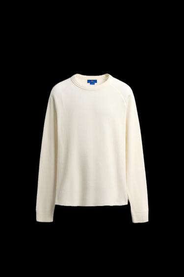 AARON LEVINE X ZARA WAFFLE-KNIT TEXTURE T-SHIRT - Ecru by Zara - Image 0