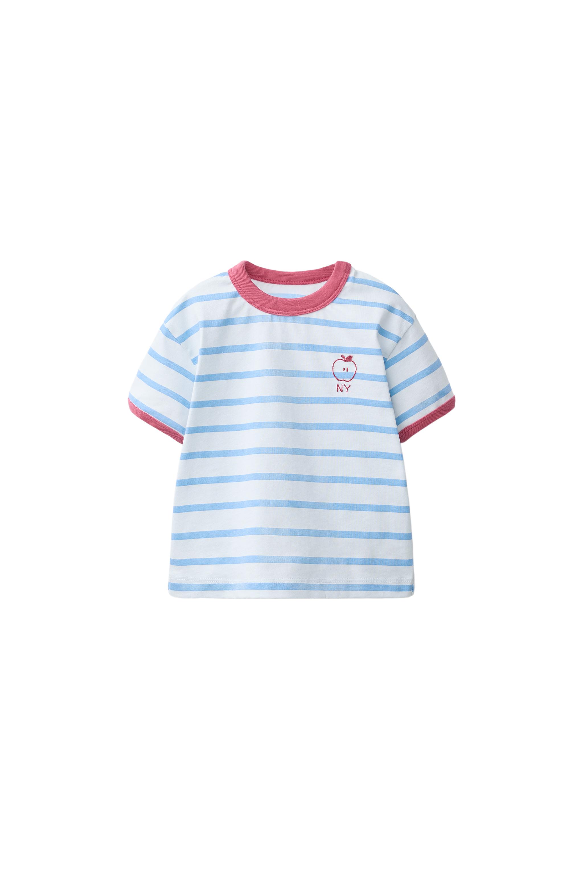 APPLE STRIPED T-SHIRT — Bluish