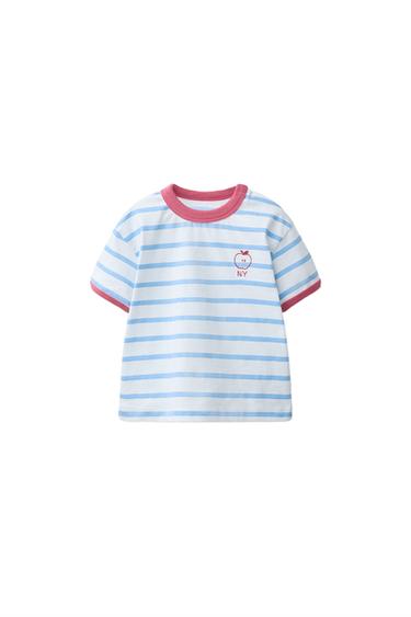 Zara APPLE STRIPED T-SHIRT - Bluish