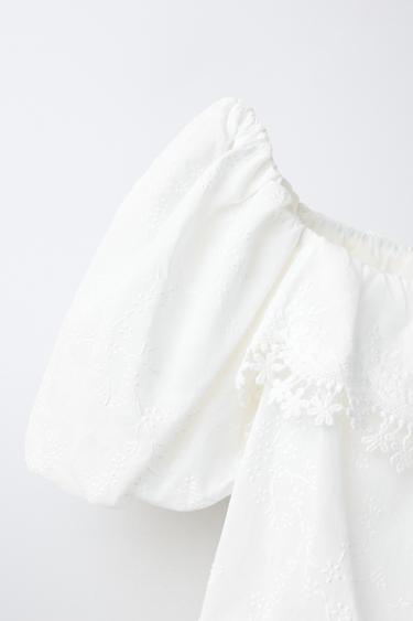 TOP BRODÉ BOUFFANT - Blanc de Zara - Image 2