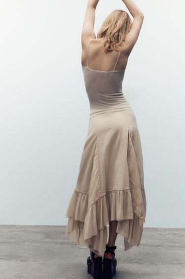 ASYMMETRIC PLEATED SKIRT - Ecru by Zara