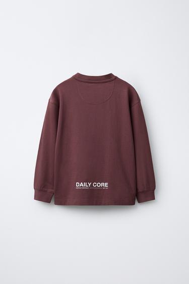 PRINTED SLOGAN T-SHIRT - Maroon by Zara - Image 1