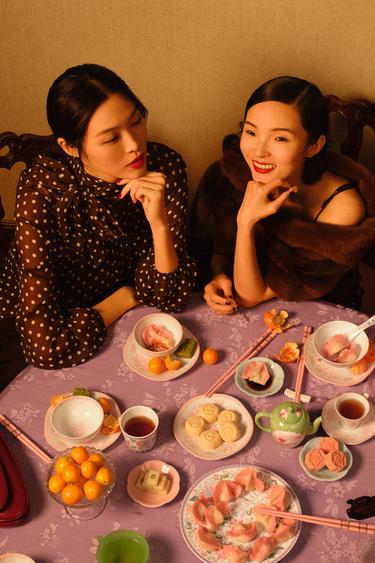 Zara 結飾波點罩衫 - 棕色/白色