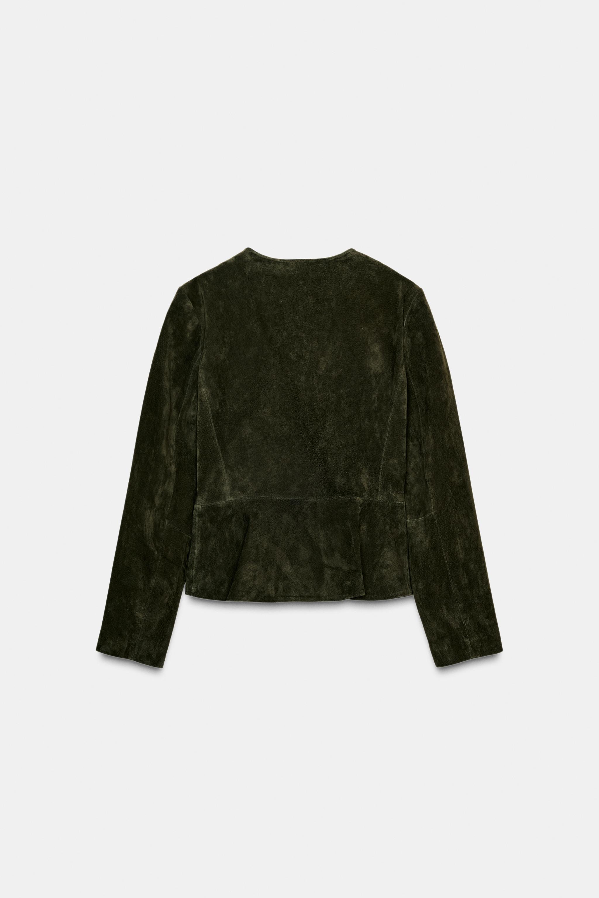 100% LEATHER FLARED HEM JACKET