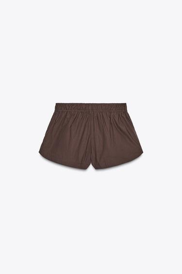 POPLIN MINI SHORTS - Dark brown by Zara - Image 6