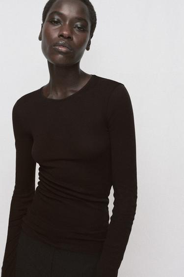 SUPIMA® LONG SLEEVE T-SHIRT - Chocolate by Zara - Image 1