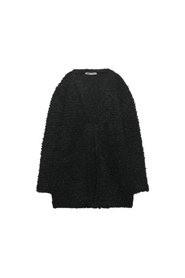 LONG KNIT CARDIGAN WITH METALLIC THREAD