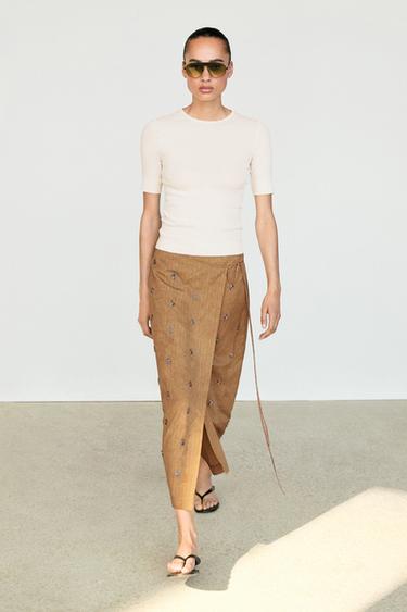 Zara Midi pareo skirt with appliqués - Mustard - Image 0