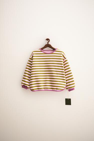 ZARA TIMELESS - ПОЛОСАТАЯ ТОЛСТОВКА — ОЛИВКОВЫЙ от Zara