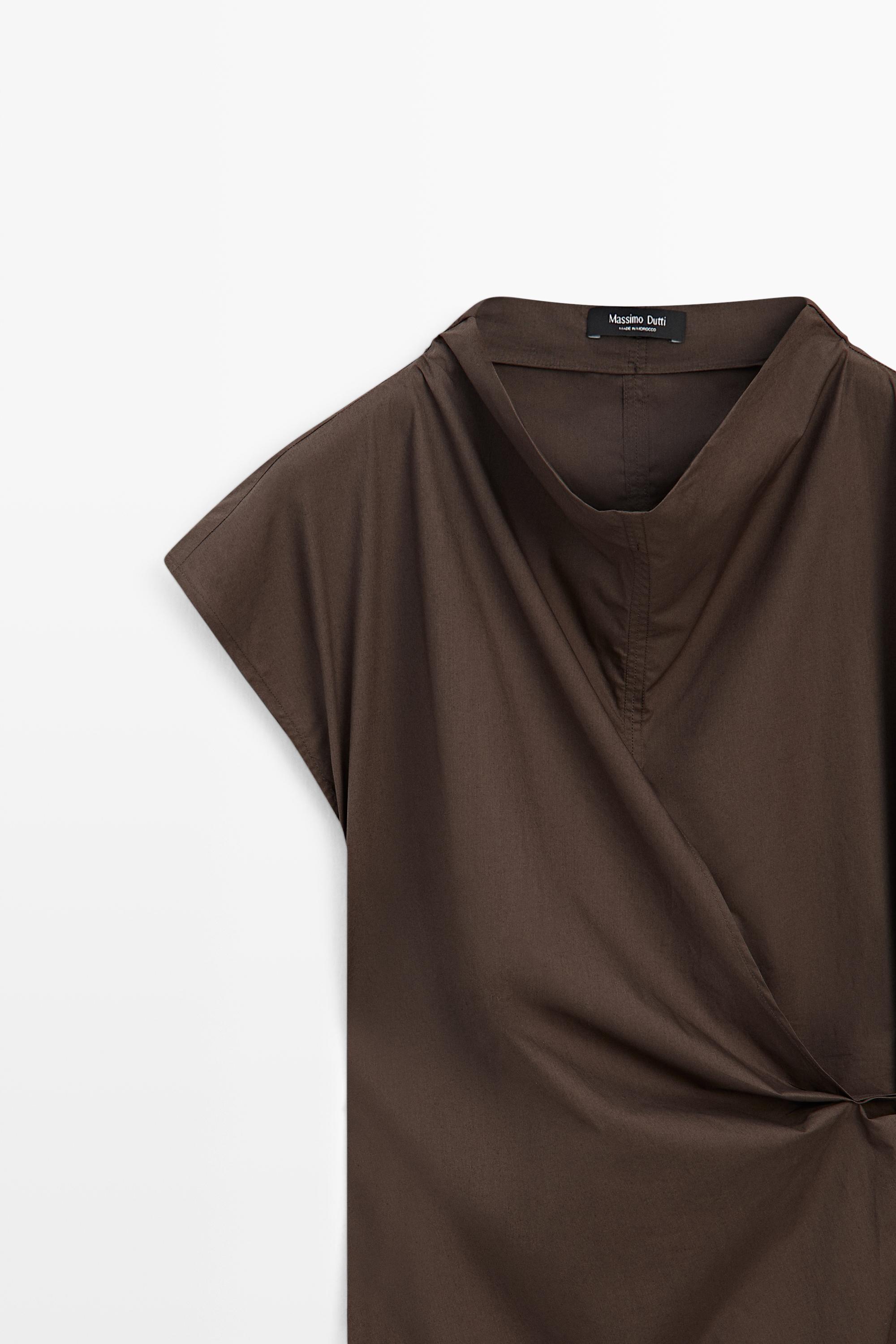 100% cotton poplin draped dress
