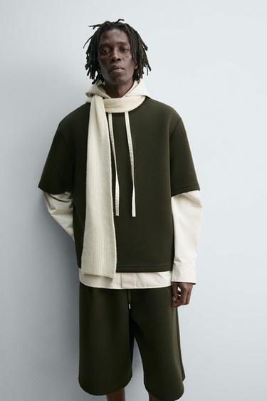 STUDDED NEOPRENE-EFFECT SWEATSHIRT - Dark green by Zara - Image 5