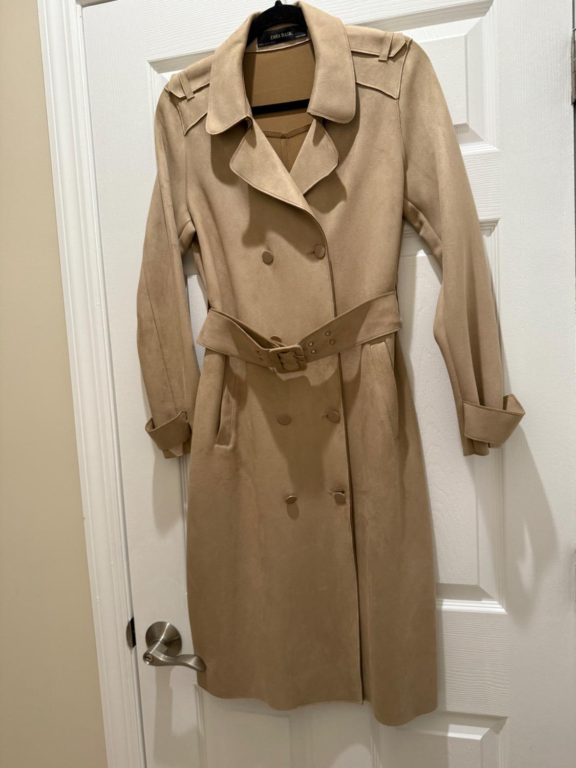 FAUX SUEDE TRENCH COAT