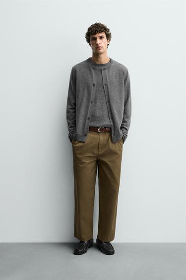 REGULAR FIT PLEATED TROUSERS - Khaki by Zara - Image 0