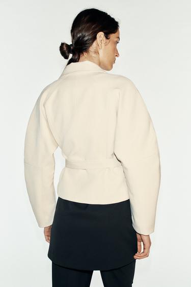 BLOUSON PEPLUM AVEC CEINTURE - Écru de Zara - Image 3