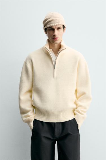 JERSEY PUNTO CUELLO CREMALLERA - Crudo de Zara
