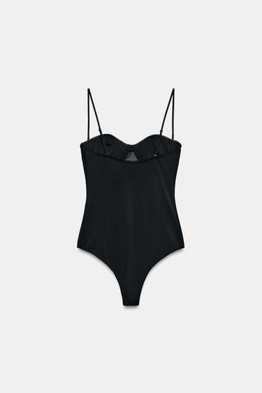 BODY À ARMARTURES AVEC POLYAMIDE - Noir de Zara - Image 5