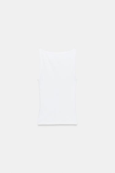 تيشرت MINIMAL بلا أكمام - أبيض by Zara