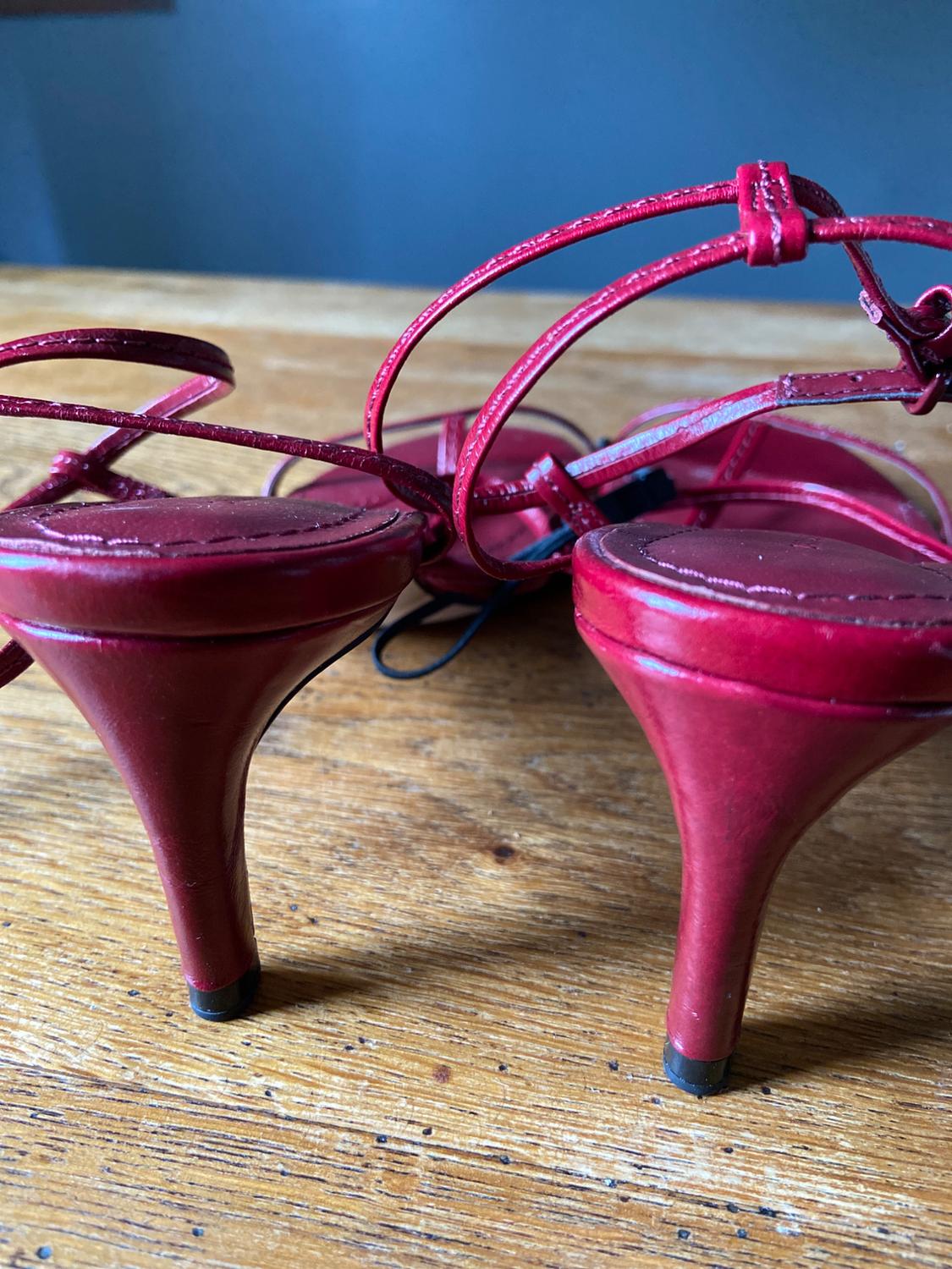 RED STRAPPY HIGH HEEL SANDALS - Image 3