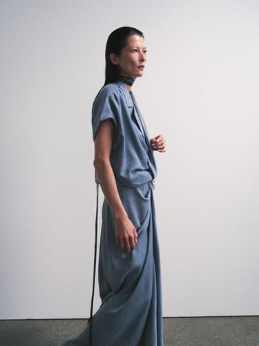 ZW COLLECTION SATIN WRAP DRESS - Blue / Grey by Zara - Image 1