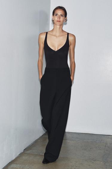 Zara POLYAMIDE STRAPPY BODYSUIT - Black