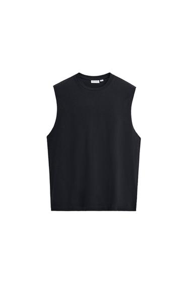COTTON TANK T-SHIRT - Dark navy by Zara
