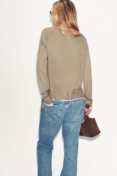 PULL EN MAILLE DOUBLE - Vison de Zara - Image 2