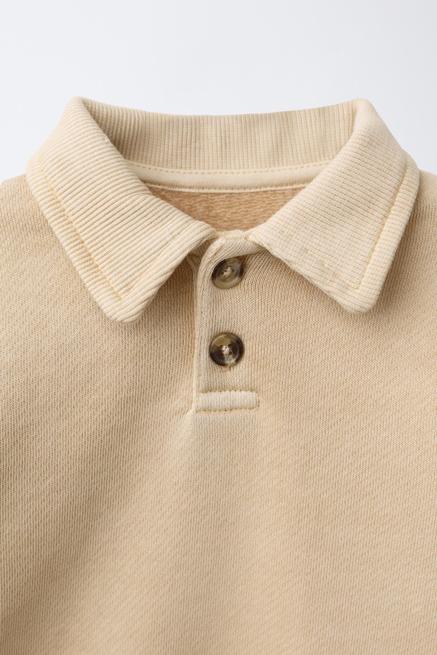 Детский комплект Zara Polo Collar Sweatshirt and Jogger Pants Set, цвет: Светлый бежевый — фото 3