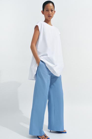 ZW COLLECTION STRAIGHT-LEG TROUSERS - Blue by Zara