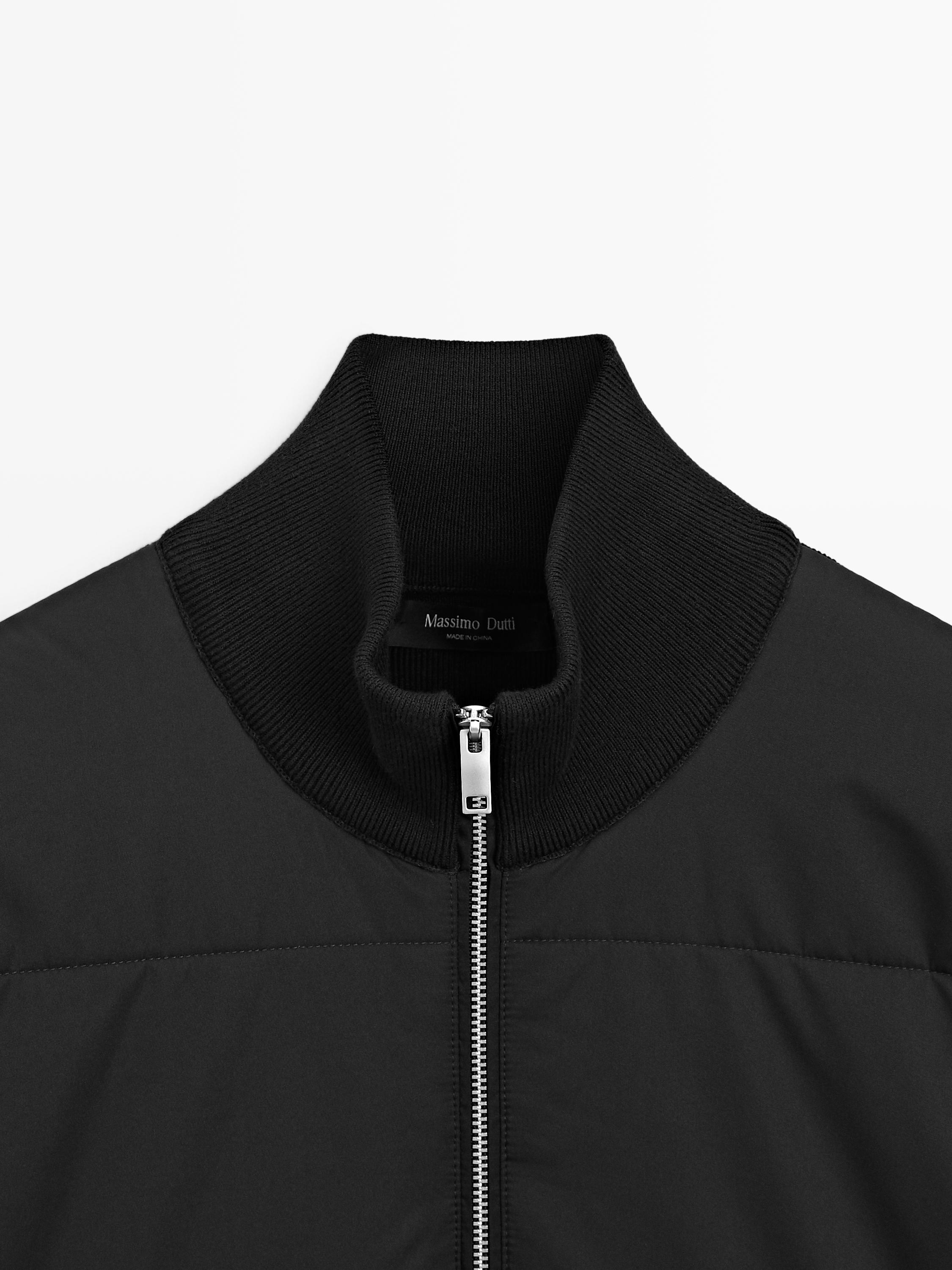 Contrast knit puffer jacket