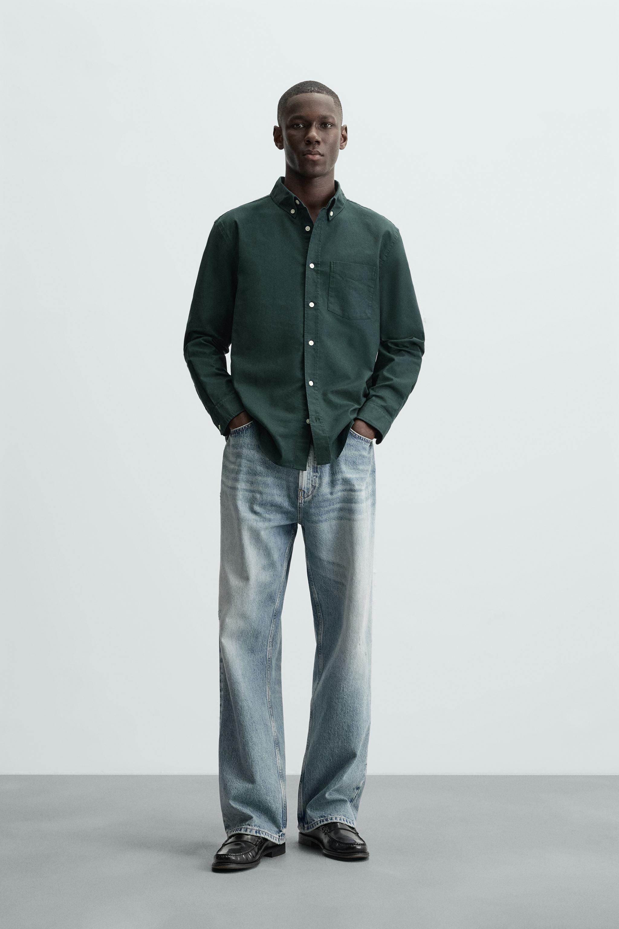 CAMISA OXFORD - Verde-pato | ZARA Brasil