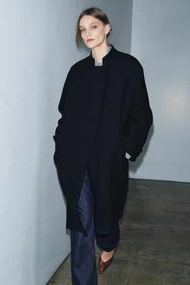 WOOL BLEND COAT ZW COLLECTION - Dark navy by Zara