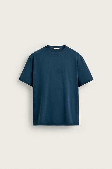 CAMISETA BÁSICA REGULAR FIT - Azul-esverdeado da Zara