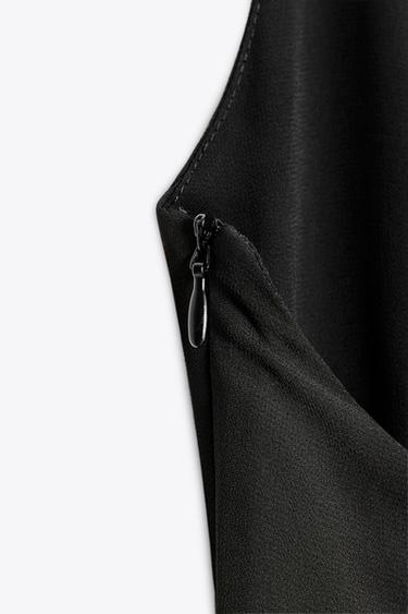 ROBE LONGUE HALTER VOLANTS - Noir de Zara - Image 6