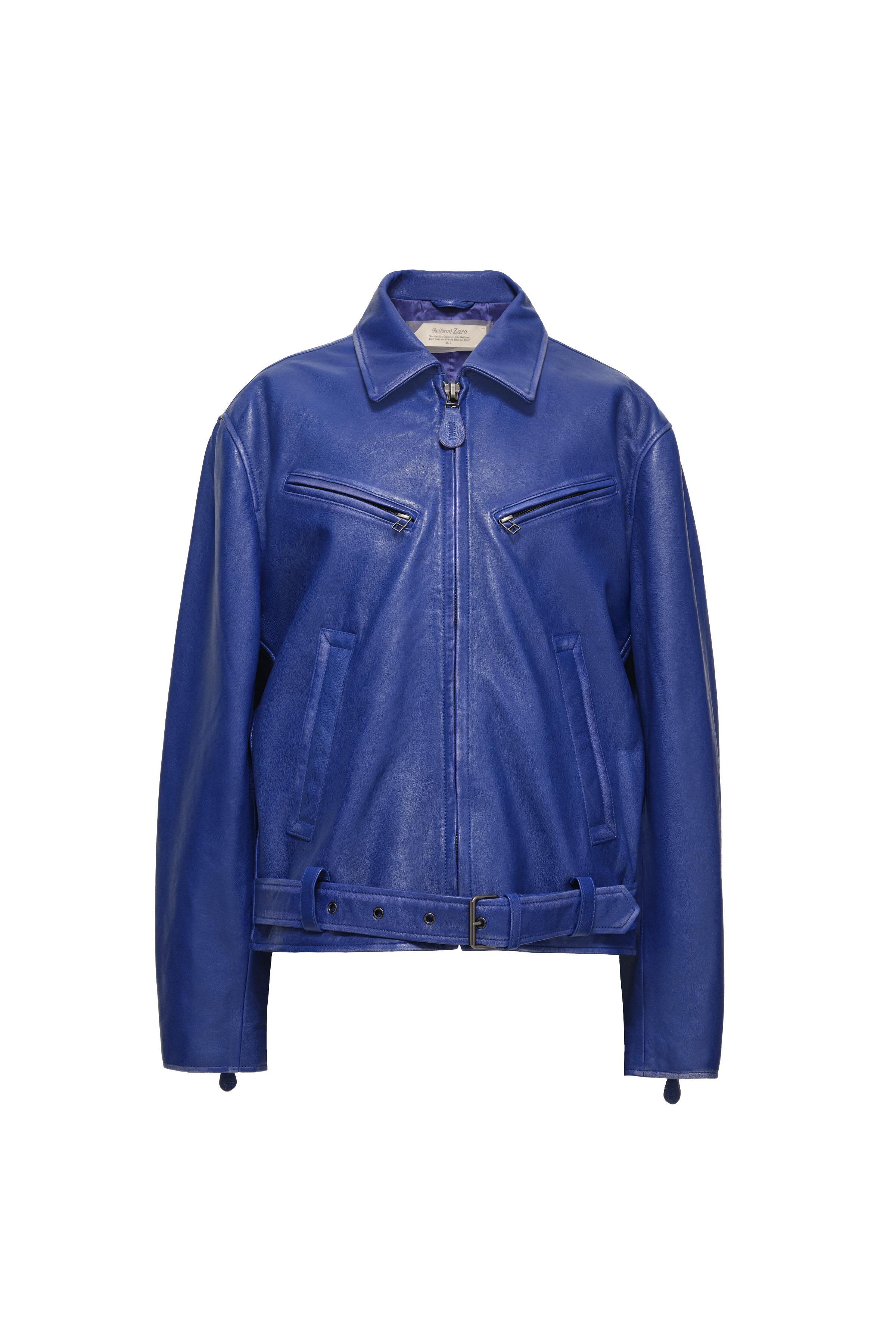 LIMITED EDITION LEATHER BIKER JACKET - Light blue | ZARA United States