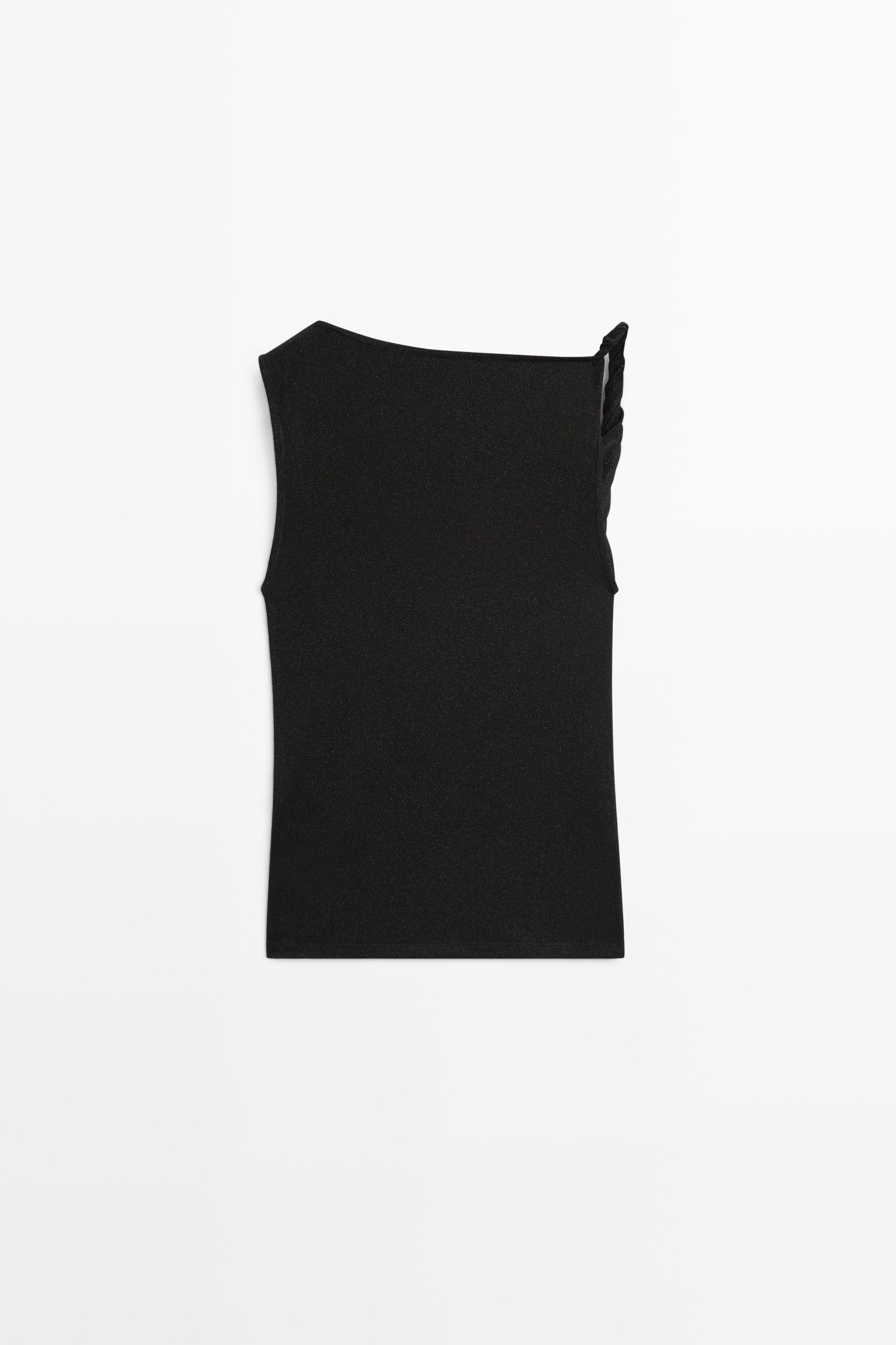 Shimmery draped top with knot detail