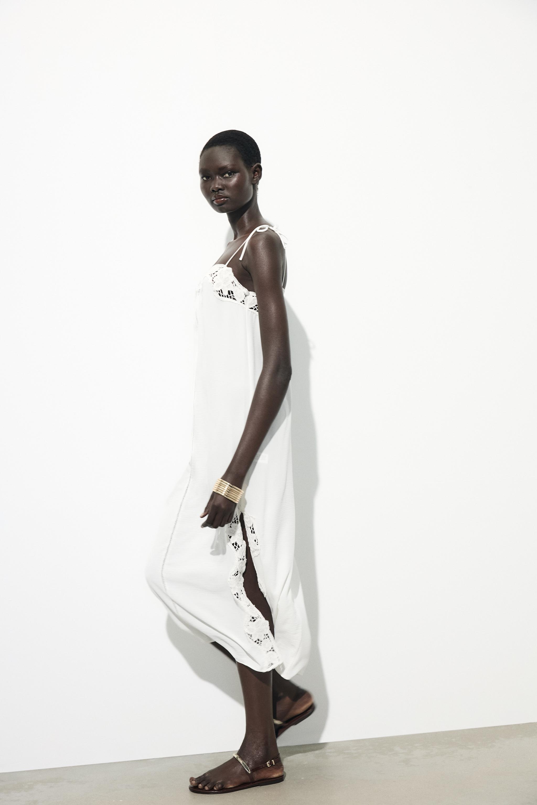 【ZARA】クロシェ編みロングワンピース ホワイト | 1067/161/250 クロシェ編みロングワンピース - ホワイト | ZARA Japan / 日本