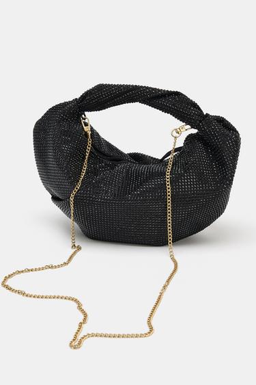 BOLSO DE MANO APLIQUES BRILLANTES - Negro de Zara