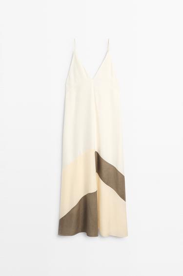 Zara Contrast flowing midi dress - White - Image 0