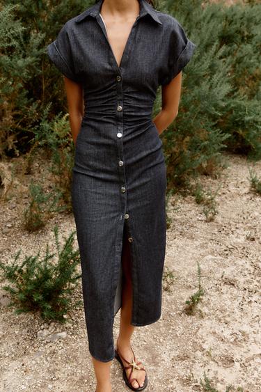 Z1975 MIDI DENIM DRESS - Blue by Zara