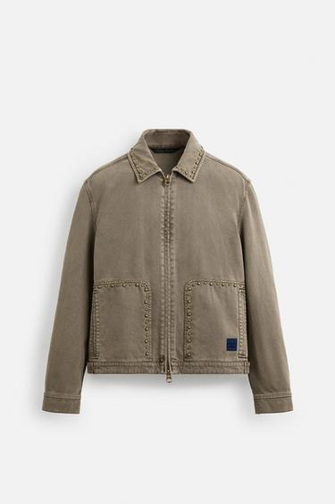 STUDDED WASHED JACKET - Beige by Zara - Image 5