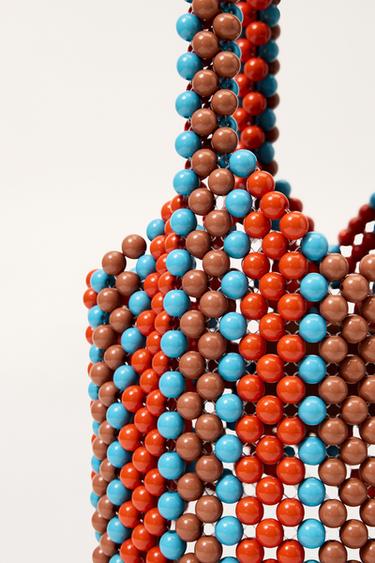 LIMITED EDITION STRIPED BEADED BUCKET BAG - Orange by Zara - Image 3