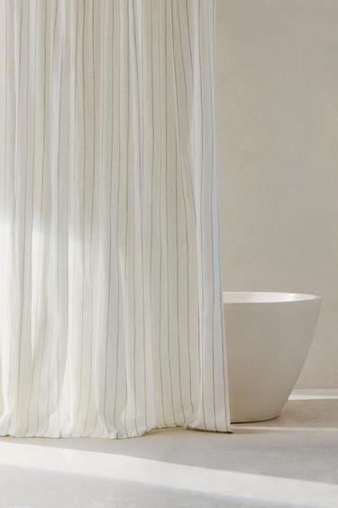 Zara SHOWER CURTAIN WITH THIN STRIPES - 綠松石色