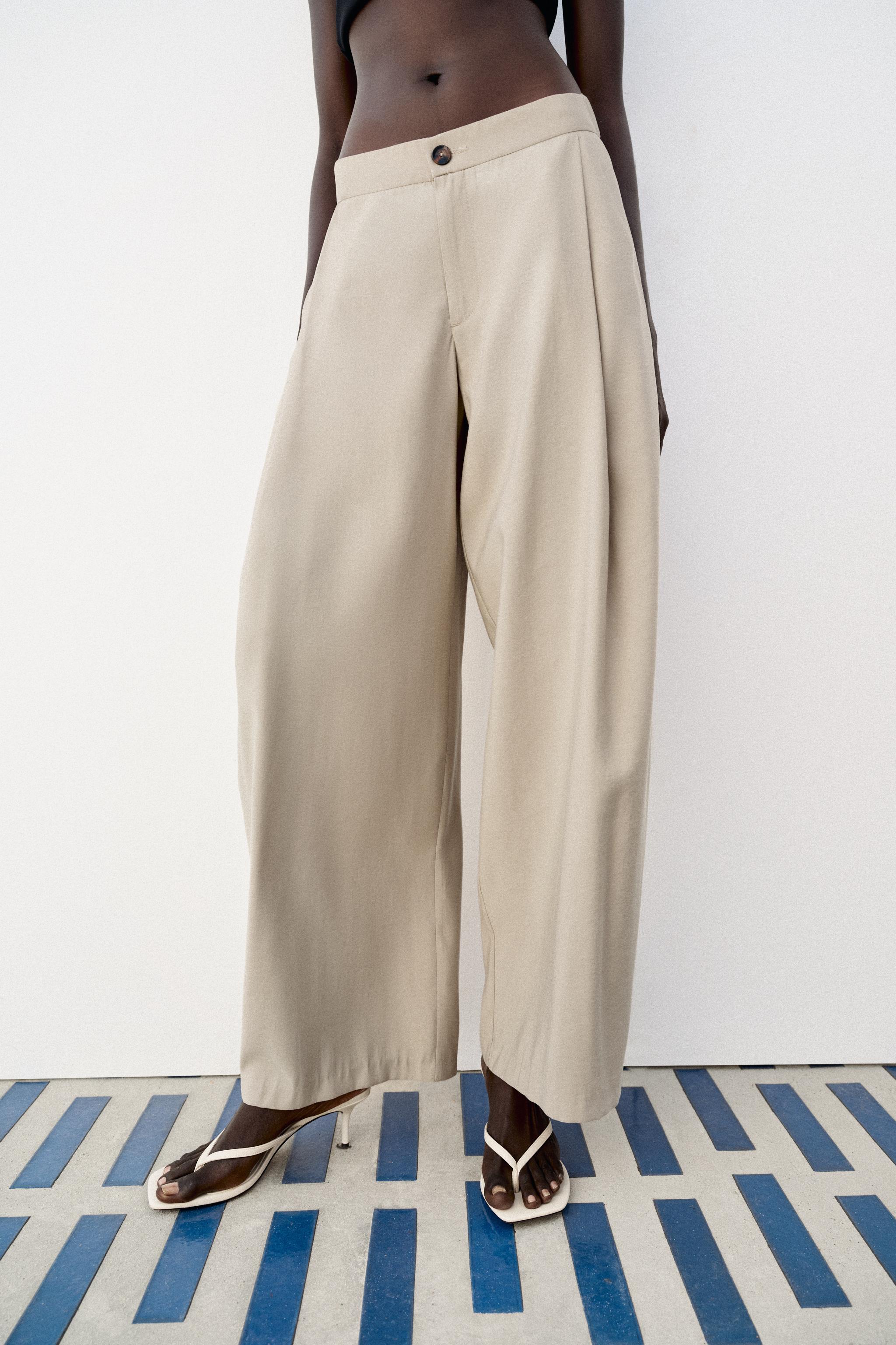 FLOWY BARREL PANTS — Stone
