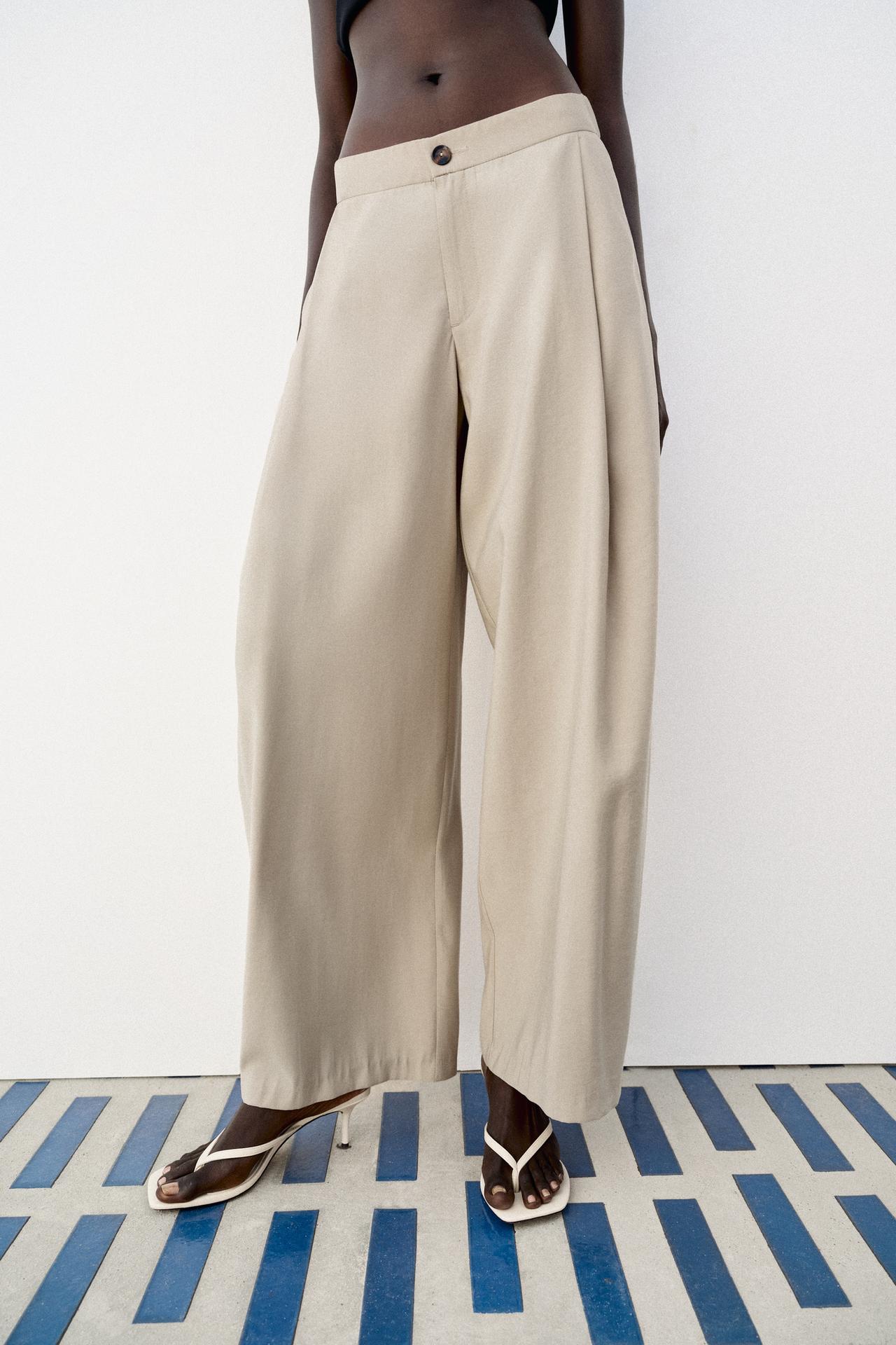 FLOWY BARREL PANTS — Stone