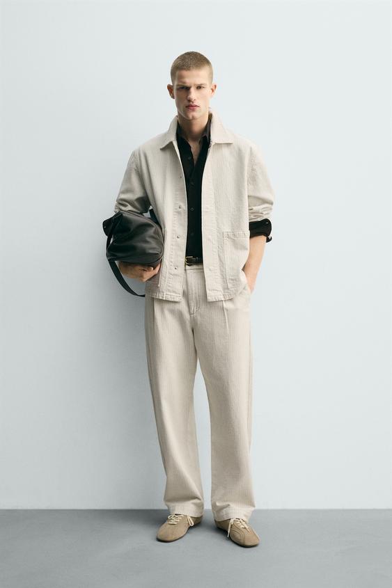 STRIPED TEXTURED OVERSHIRT