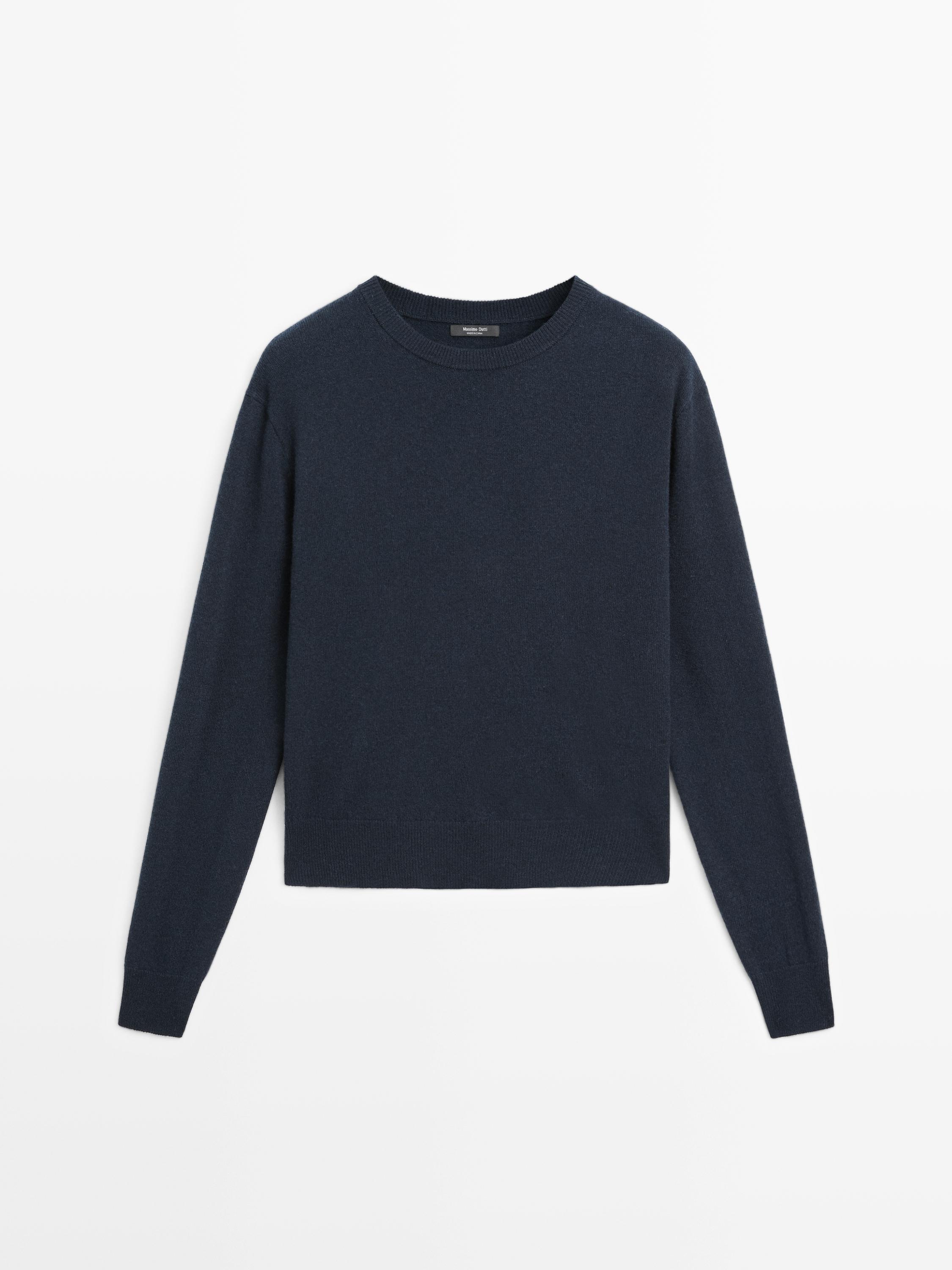 Pull à col rond en maille de laine mélangée